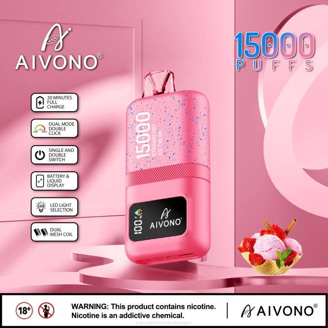 Vape Vietnam HH6V66 Aivono AIM magic 15000 kem dâu